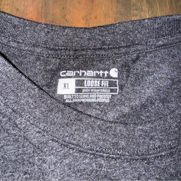 Carhartt Men's Loose Fit Heavyweight Long-Sleeve Pocket Henley Gray T-Shirt XL - Picture 4 of 9